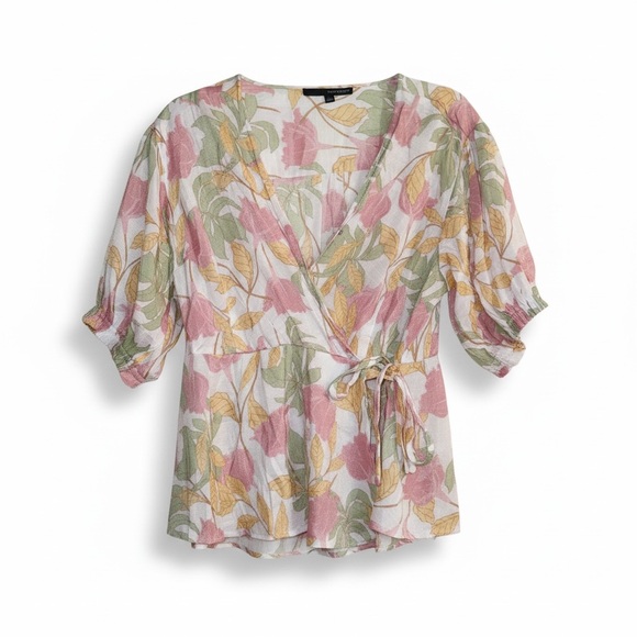 Harve Benard Pink and Green Summer Floral‎ Blouse Plus Size 1X - Picture 2 of 8